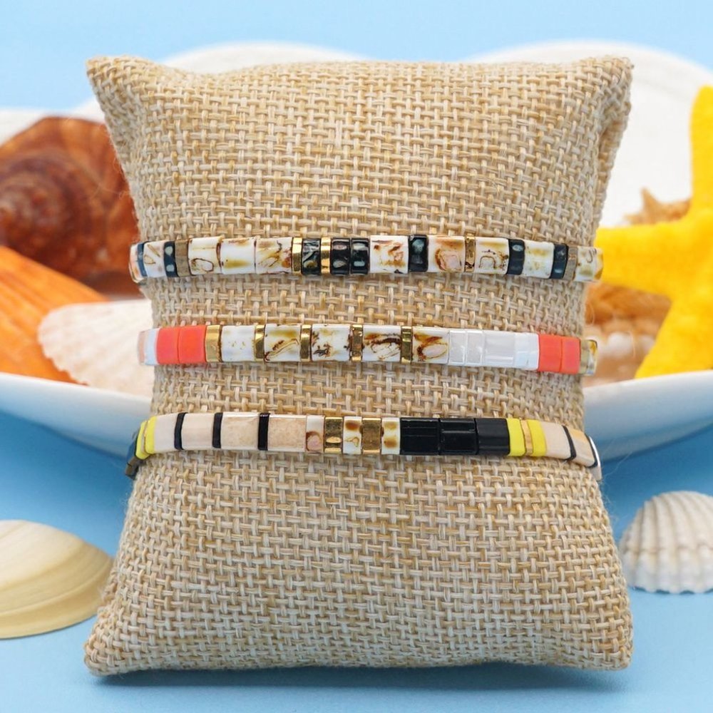 Set of THREE Miyuki Tila Bead Bracelets